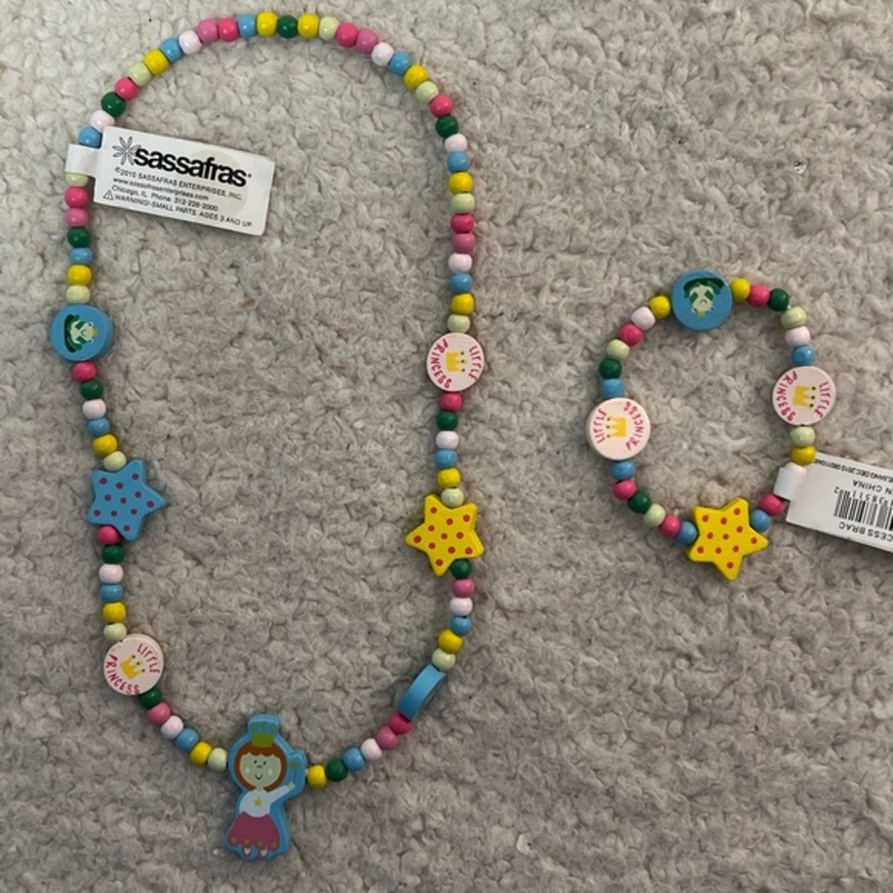Sassafras "Little Princess" Wooden Bracelet & Necklace Set for Kids